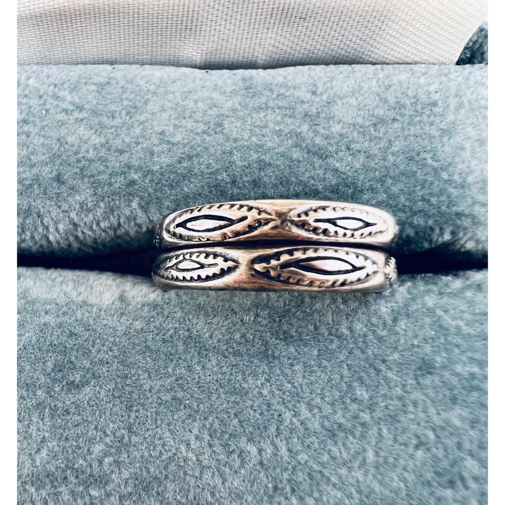 Vintage Sterling Silver Navajo Style Stacking Ring Bands Set of 2 Size 5